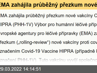 EMA zahájila průběžný přezkum nové vakcíny Covid-19 Vaccine HIPRA  