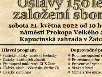 Oslavy 150 let od založení hasičského sboru v Žatci proběhnou koncem května roku 2022