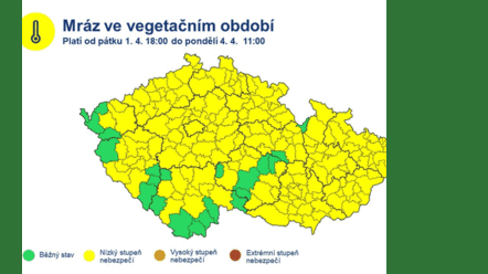 Počasí: Aktualizace výstrahy ČHMÚ - upozornění na sněhové jazyky, noční a ranní mrazy, tvorba sněhové pokrývky v Jeseníkách a Beskydech