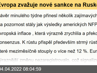 Evropa zvažuje nové sankce na Rusko, Inflace v EZ prudce zrychluje - Ranní komentář