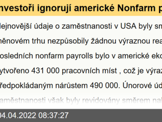 Investoři ignorují americké Nonfarm payrolls