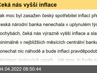 Čeká nás vyšší inflace