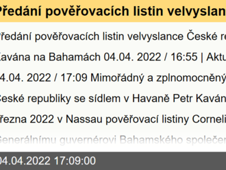 Předání pověřovacích listin velvyslance České republiky Petra Kavána na Bahamách