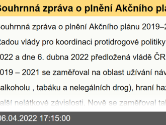 Souhrnná zpráva o plnění Akčního plánu realizace Národní strategie prevence a snižování škod spojených se závislostním chováním 2019–2021