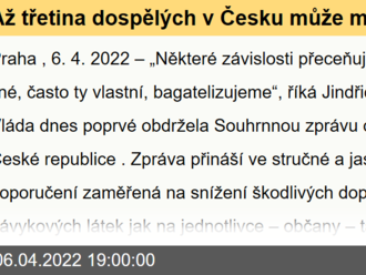 Až třetina dospělých v Česku může mít vážný problém se závislostmi