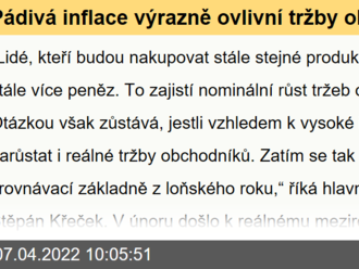 Pádivá inflace výrazně ovlivní tržby obchodníků