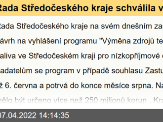 Rada Středočeského kraje schválila vyhlášení výzvy na příjem žádostí o kotlíkové dotace pro nízkopříjmové domácnosti