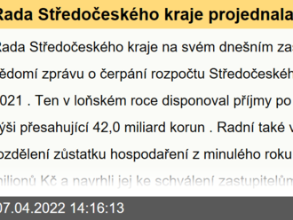 Rada Středočeského kraje projednala čerpání rozpočtu v loňském roce. Zůstatek ve výši 761,4 milionů poputuje do dopravy či na energie