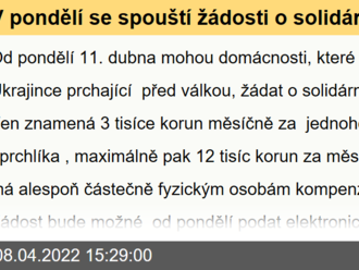 V pondělí se spouští žádosti o solidární příspěvek, vyřídit půjde pouze online