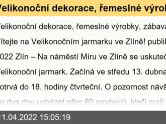 Velikonoční dekorace, řemeslné výrobky, zábava a dobré jídlo. Vítejte na Velikonočním jarmarku ve Zlíně!