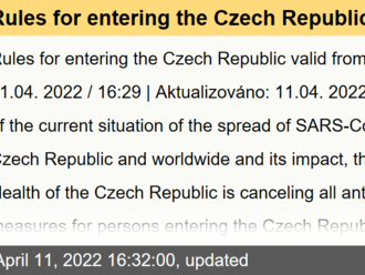 Rules for entering the Czech Republic valid from April 9, 2022