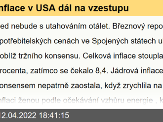 Inflace v USA dál na vzestupu