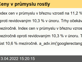 Ceny v průmyslu rostly