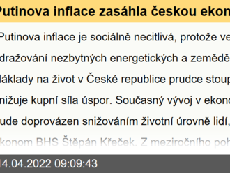 Putinova inflace zasáhla českou ekonomiku