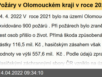 Požáry v Olomouckém kraji v roce 2021