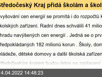 Středočeský Kraj přidá školám a školským zařízením 41 milionů korun na energie