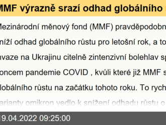 MMF výrazně srazí odhad globálního růstu. Česko bude patřit k nejzasaženějším - Rozbřesk