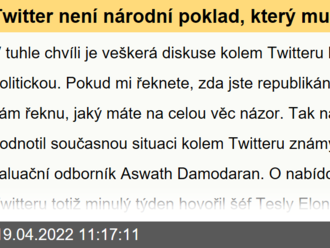 Twitter není národní poklad, který musí být zachráněn za každou cenu. A jde hlavně o Teslu - Damodaran