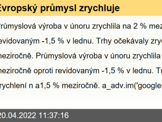 Evropský průmysl zrychluje