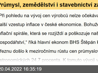 Průmysl, zemědělství i stavebnictví zažívají cenové šoky