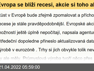 Evropa se blíží recesi, akcie si toho ale ještě úplně nevšimly