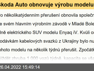 Škoda Auto obnovuje výrobu modelu Enyaq iV  