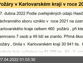 Požáry v Karlovarském kraji v roce 2021