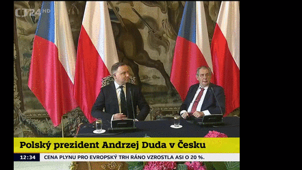 Brífink po jednání Zemana s Dudou - Zeman vyjádřil Polsku plnou podporu v problematice zastavení dodávek ruského plynu.