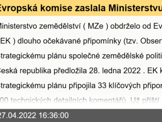 Evropská komise zaslala Ministerstvu zemědělství připomínky ke Strategickému plánu