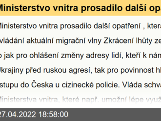 Ministerstvo vnitra prosadilo další opatření, která zjednoduší zvládání aktuální migrační vlny