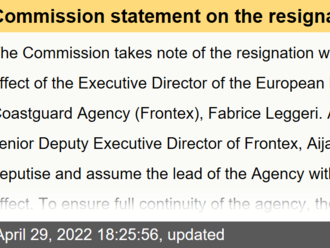 Commission statement on the resignation of Fabrice Leggeri