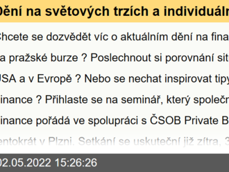 Dění na světových trzích a individuální tipy makléře již ZÍTRA! Přihlašte se na seminář Patria Finance v Plzni  