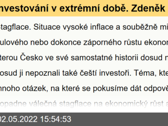 Investování v extrémní době. Zdeněk Tůma i Jaroslav Šura na online konferenci Patrie 5. 5. od 18:00 - Výzva jménem stagflace  