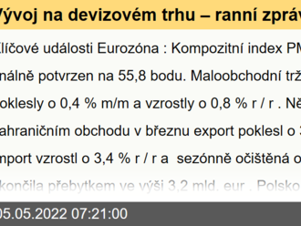 Vývoj na devizovém trhu – ranní zprávy 05.05.2022