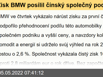 Zisk BMW posílil čínský společný podnik a vyšší ceny vozů