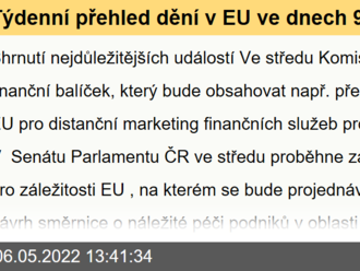 Týdenní přehled dění v EU ve dnech 9. – 15. května 2022