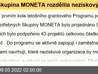 Skupina MONETA rozdělila neziskovým organizacím 3,34 milionu korun - podpořila nemocné nebo výcvik asistenčních psů