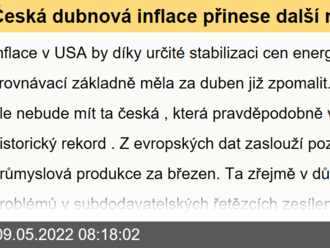 Česká dubnová inflace přinese další nechvalný rekord  