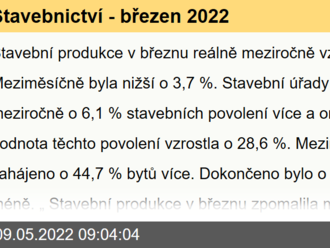 Stavebnictví - březen 2022