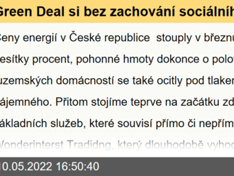 Green Deal si bez zachování sociálního smíru srdce širokých mas nezíská