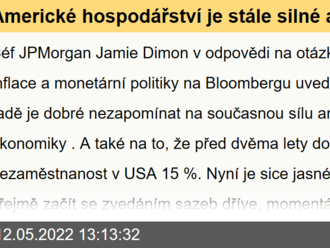 Americké hospodářství je stále silné a současná situace bezprecedentní, říká šéf JPMorgan