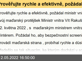 Prověřujte rychle a efektivně, požádal ministr vnitra Vít Rakušan svůj maďarský protějšek