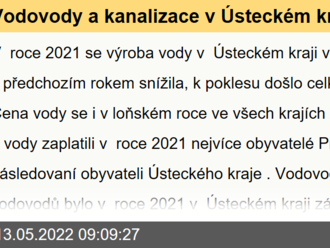 Vodovody a kanalizace v Ústeckém kraji v roce 2021