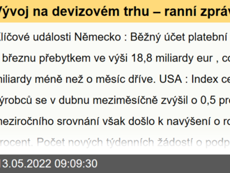 Vývoj na devizovém trhu – ranní zprávy 13.05.2022