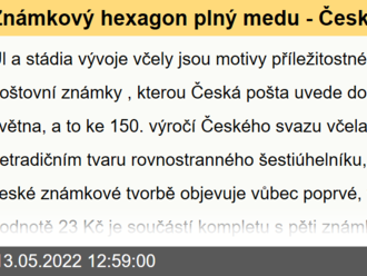 Známkový hexagon plný medu - Česká pošta uvede do prodeje 18. května, a to ke 150. výročí Českého svazu včelařů