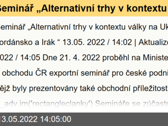 Seminář „Alternativní trhy v kontextu války na Ukrajině – Jordánsko a Irák“