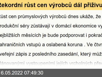 Rekordní růst cen výrobců dál přiživuje inflaci  