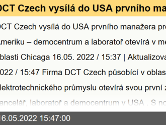 DCT Czech vysílá do USA prvního manažera pro Severní Ameriku – democentrum a laboratoř otevírá v metropolitní oblasti Chicaga