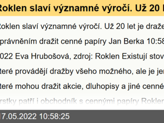 Roklen slaví významné výročí. Už 20 let je dražebníkem s oprávněním dražit cenné papíry