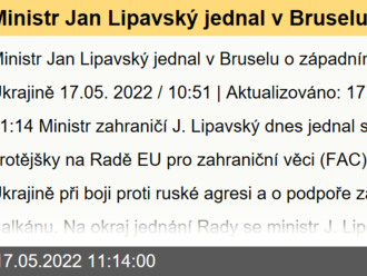 Ministr Jan Lipavský jednal v Bruselu o západním Balkánu a Ukrajině